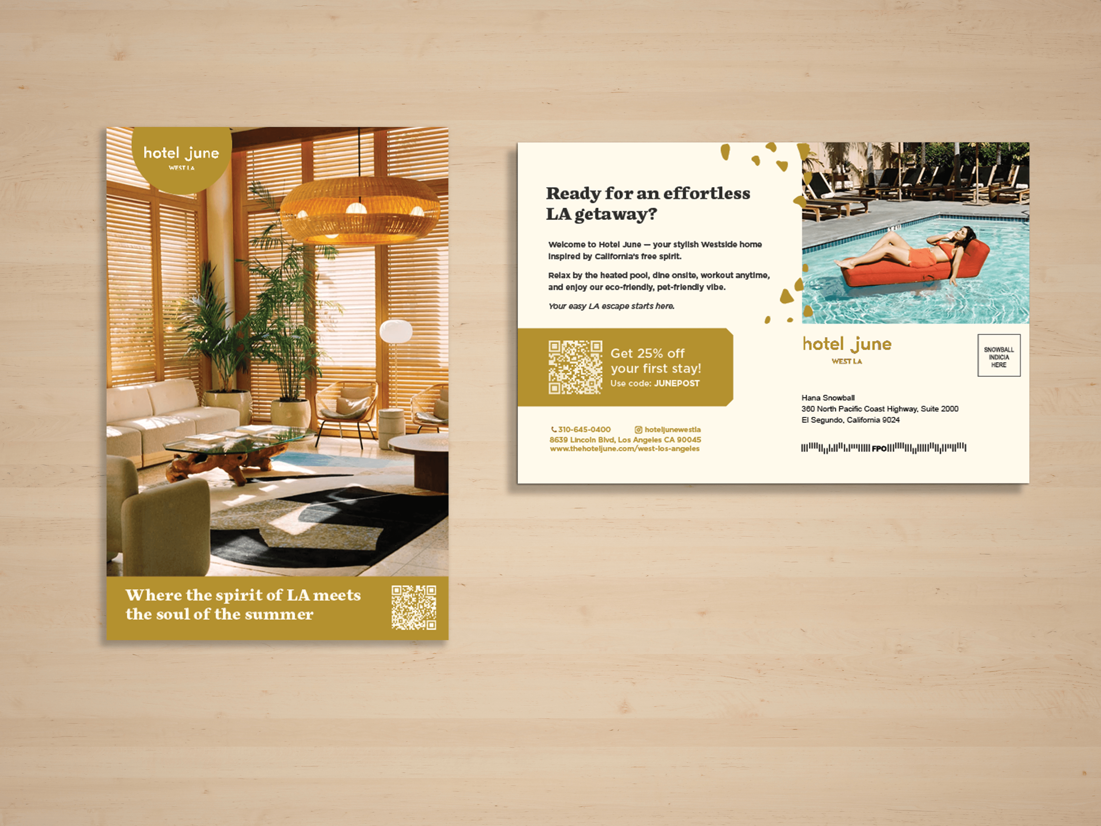 Hotel June postcard mockup