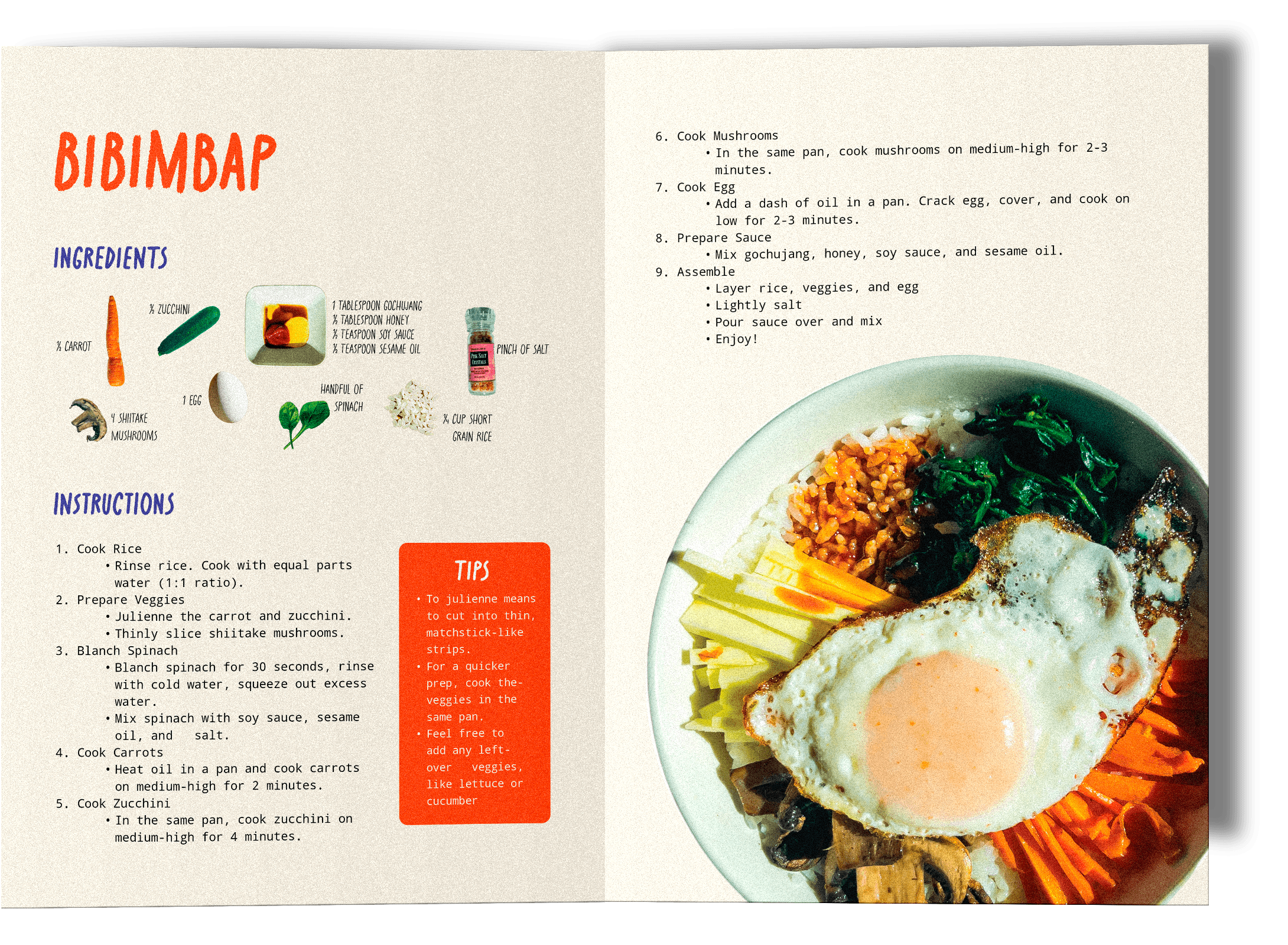 Recipe book inside spread
