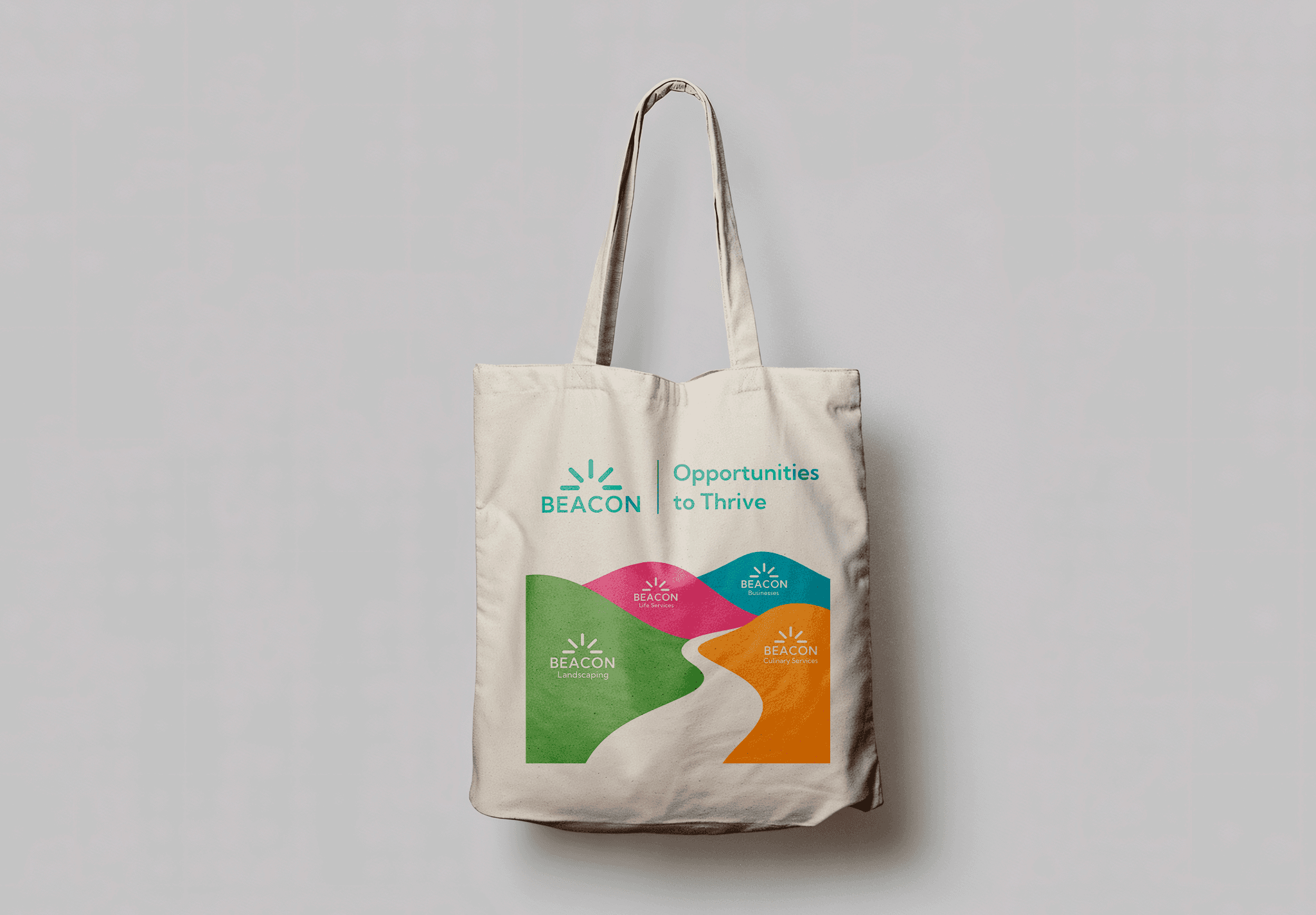 BEACON tote bag with division hill graphics