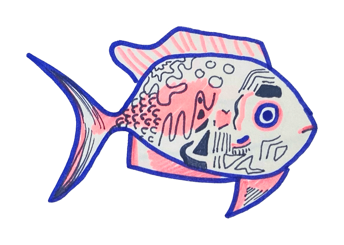 Blue marker fish drawing