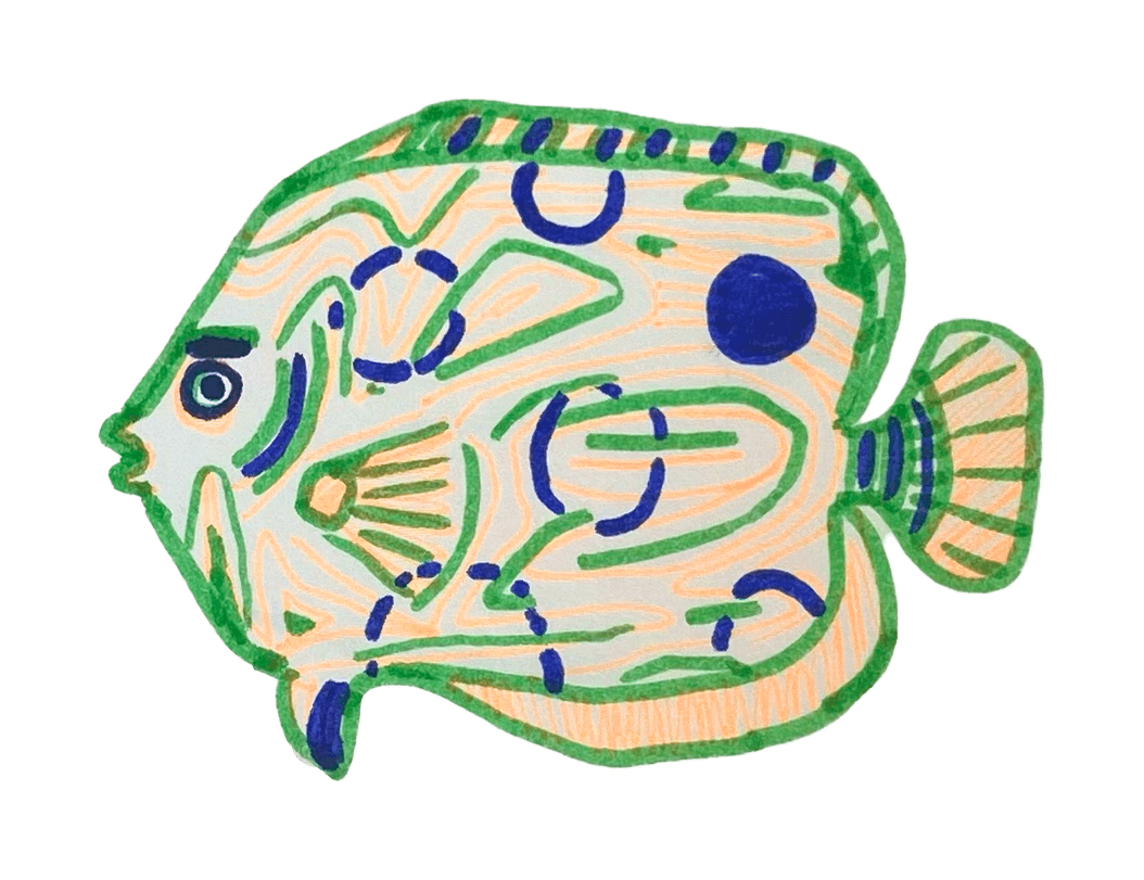 Green marker fish drawing