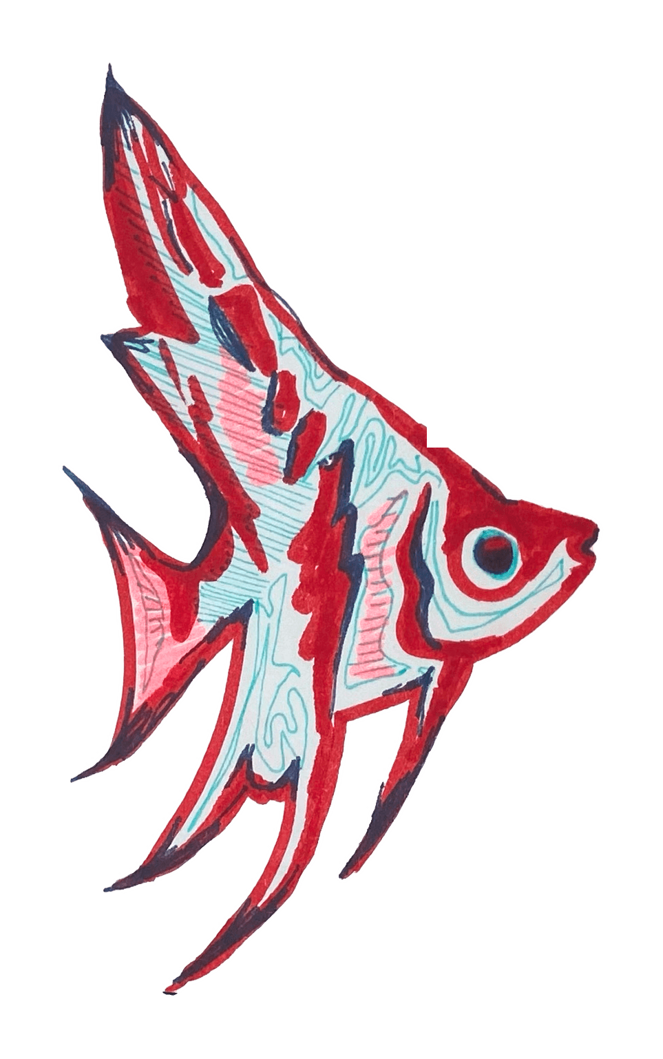 Red marker fish drawing